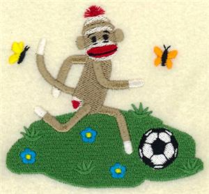 Sock Monkey Playing Soccer