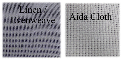 Linen evenweave and aida cloth samples