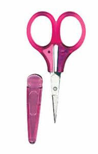 Pink embroidery scissors.