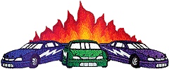 3 Race Cars w/Flames