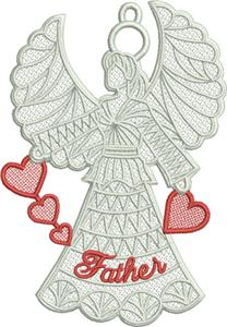 Free Standing Lace Family Heart Angel 3
