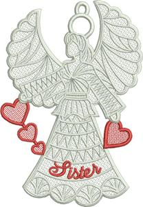 Free Standing Lace Family Heart Angel 6