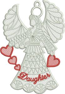 Free Standing Lace Family Heart Angel 8
