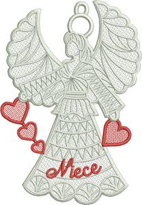 Free Standing Lace Family Heart Angel 12