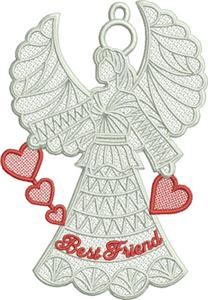 Free Standing Lace Family Heart Angel 13