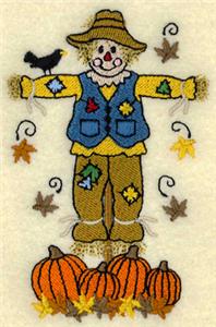 Scarecrow with Falling Leaves