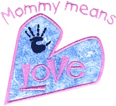 Mom Means Love Heart (Applique)