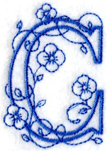 Floral Bluework Letter C