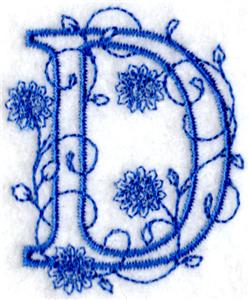 Floral Bluework Letter D