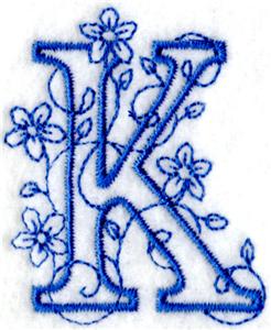 Floral Bluework Letter K
