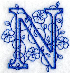 Floral Bluework Letter N