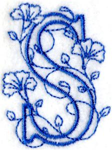 Floral Bluework Letter S
