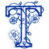 Floral Bluework Letter T