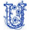 Floral Bluework Letter U