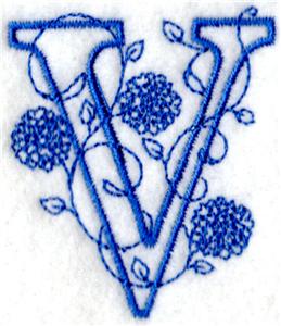 Floral Bluework Letter V