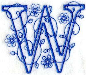 Floral Bluework Letter W