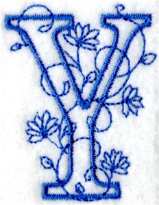 Floral Bluework Letter Y