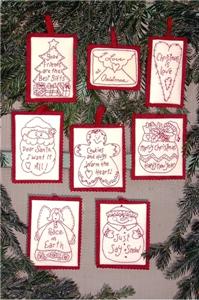 Holiday Words Ornaments RedWork Patterns