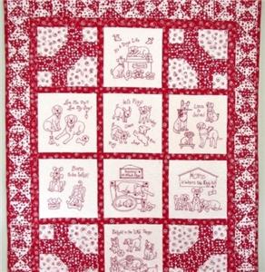 It's a Dog's Life RedWork Quilt Pattern