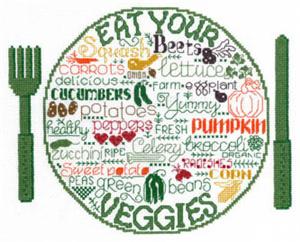 Let's Eat Veggies Cross Stitch Pattern