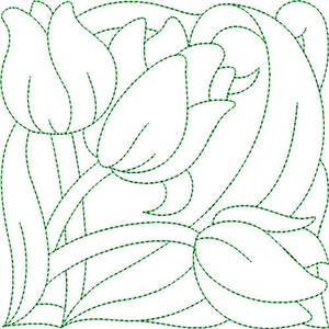 Pastel Flower Quilt Block 7 / Large
