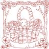 Easter Red Work Quilt Block 5, Larger