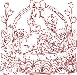 Easter Red Work Quilt Block 6 / Larger