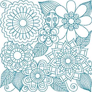 Bluework Floral Quilt Block 1 / Small