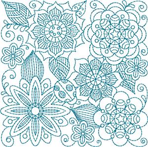 Bluework Floral Quilt Block 2 / Small