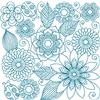 Bluework Floral Quilt Block 3 (Med)
