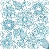 Bluework Floral Quilt Block 6 (Med)