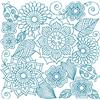 Bluework Floral Quilt Block 7 (Med)