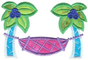 Palm Trees with Hammock Applique / Smaller