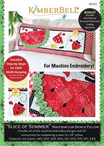 Kimberbell Slice of Summer Watermelon Bench Pillow Machine Embroidery CD