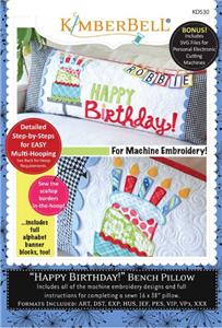 Kimberbell Happy Birthday! Bench Pillow Machine Embroidery CD