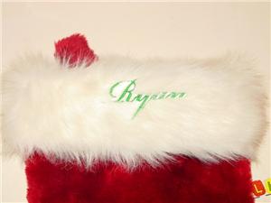 Embroidering a Fur-cuffed Christmas Stocking