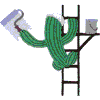 Cactus Painter on Ladder