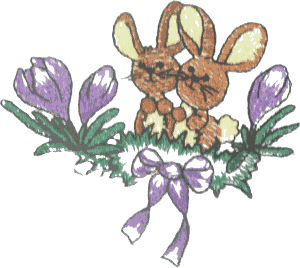 Two bunnies in flowers