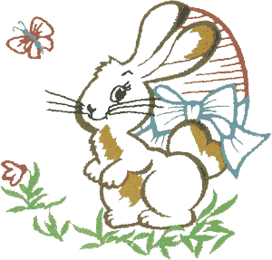 Easter Bunny playing with butterfly