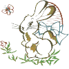 Easter Bunny playing with butterfly