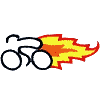 Bike & Rider W/ 3 Color Flame