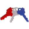 Key 1 red, white, blue