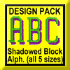 Shadowed Athletic Block Alphabet, all 5 Sizes