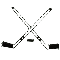Crossed Hockey sticks with puck