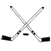 Crossed Hockey sticks with puck