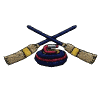 Curling: Crossed brooms, stone