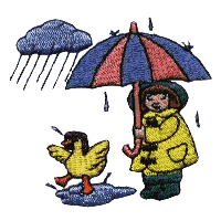 Girl and Duck in Rain