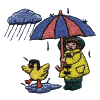 Girl and Duck in Rain