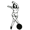 Woman bowling - outline