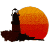 Lighthouse silhouette scene
